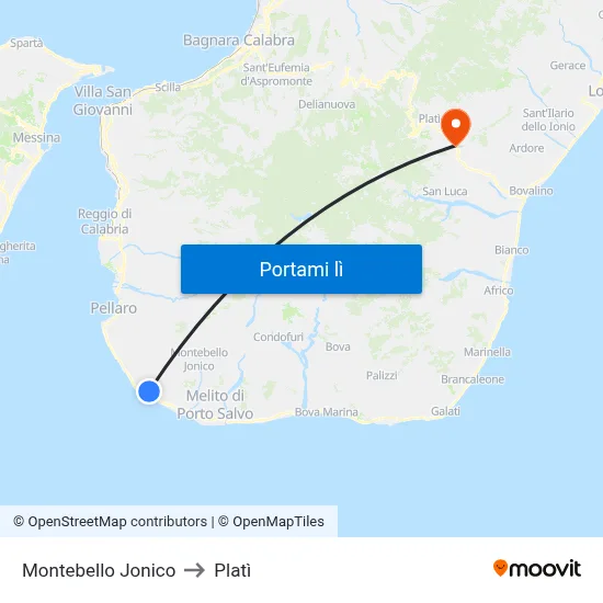 Montebello Jonico to Platì map