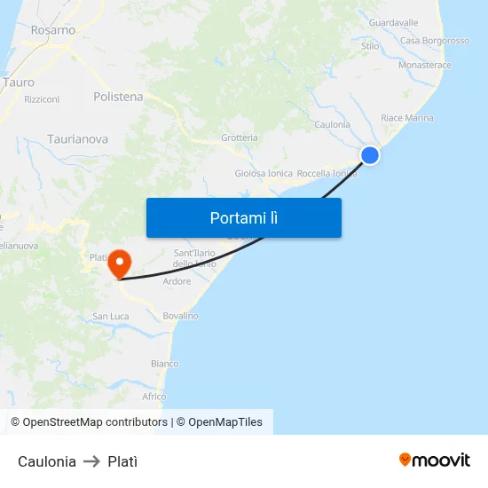 Caulonia to Platì map