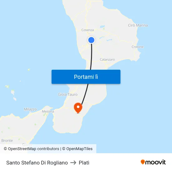 Santo Stefano Di Rogliano to Platì map
