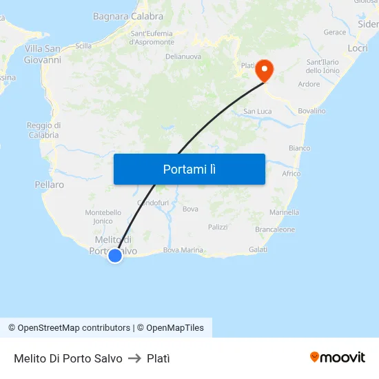 Melito Di Porto Salvo to Platì map