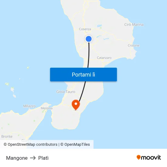 Mangone to Platì map