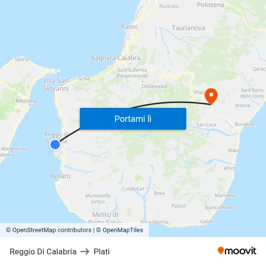 Reggio Di Calabria to Platì map