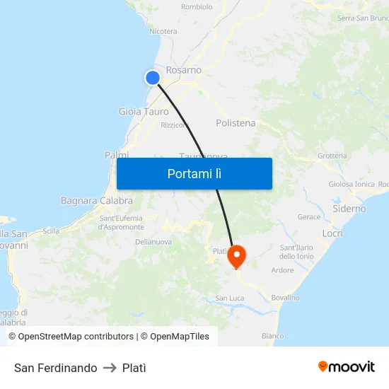 San Ferdinando to Platì map