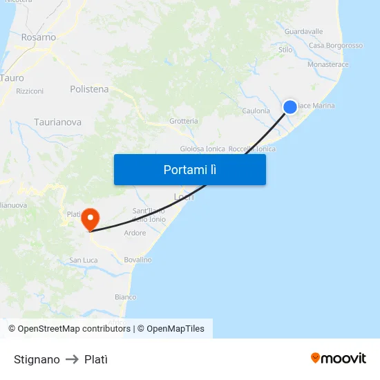 Stignano to Platì map