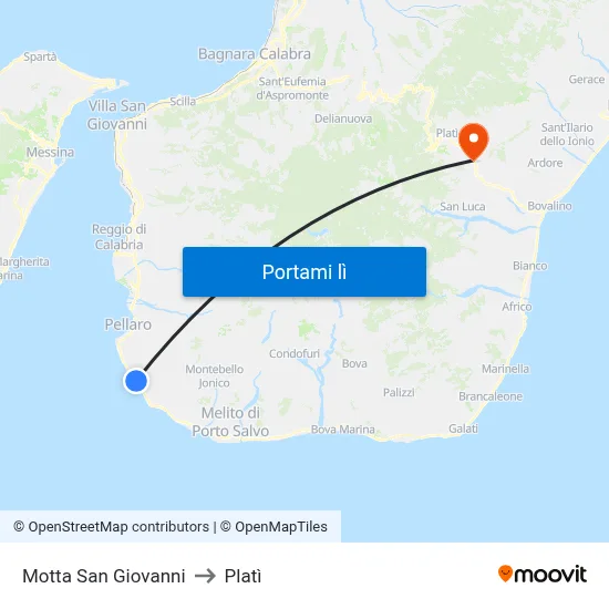 Motta San Giovanni to Platì map