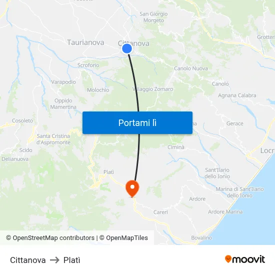 Cittanova to Platì map