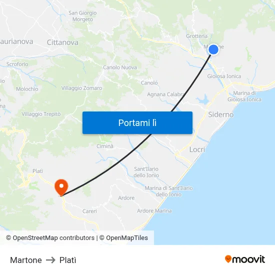 Martone to Platì map