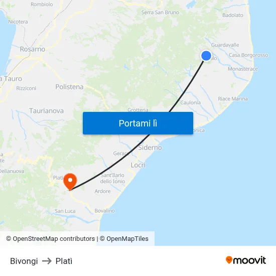 Bivongi to Platì map