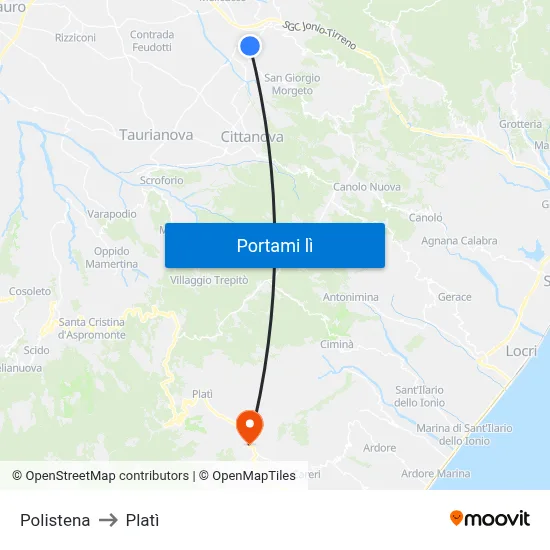 Polistena to Platì map