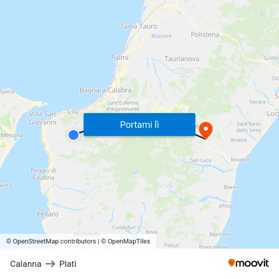 Calanna to Platì map