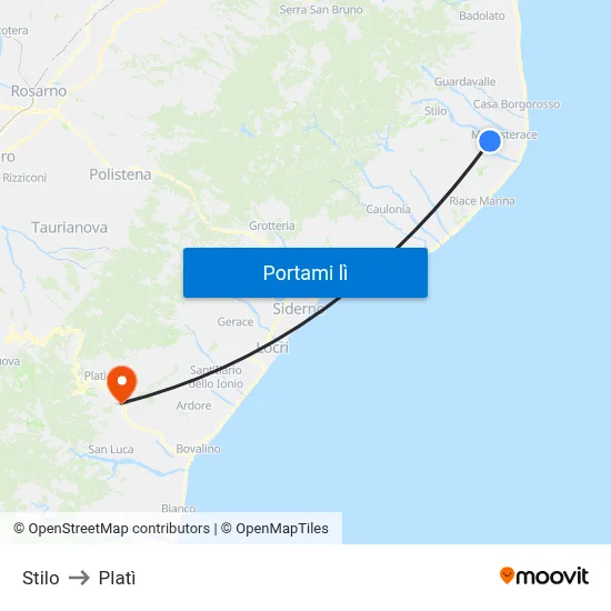 Stilo to Platì map