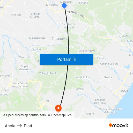 Anoia to Platì map
