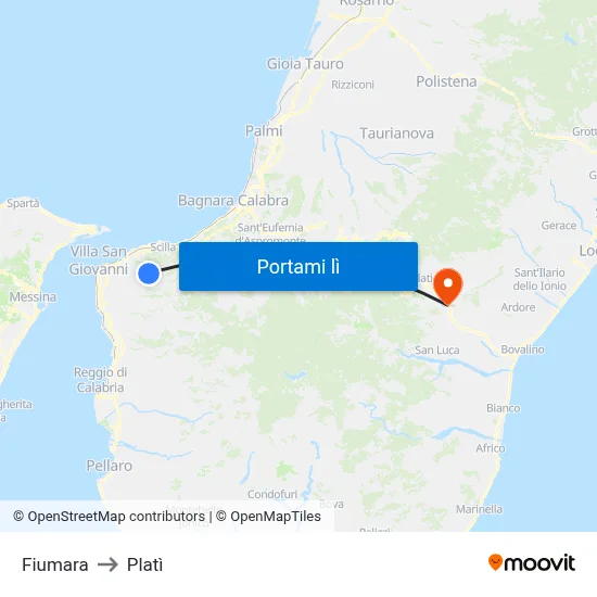 Fiumara to Platì map