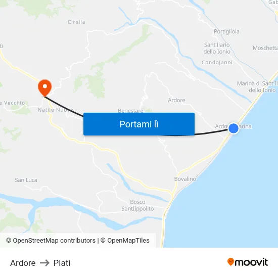 Ardore to Platì map