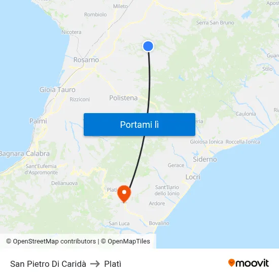 San Pietro Di Caridà to Platì map