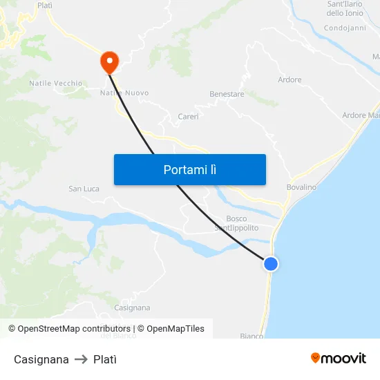 Casignana to Platì map