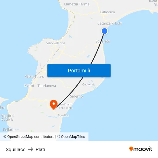 Squillace to Platì map