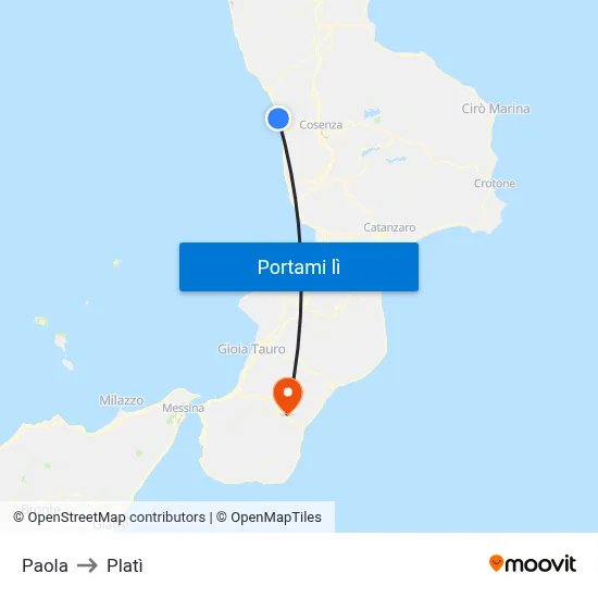 Paola to Platì map