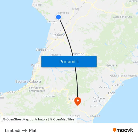 Limbadi to Platì map