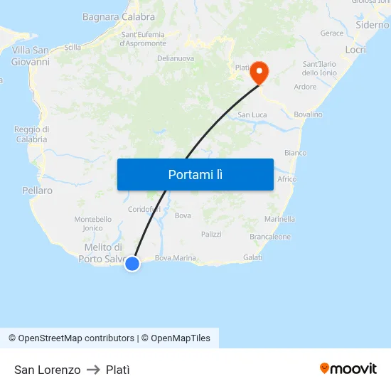 San Lorenzo to Platì map