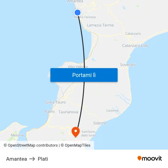 Amantea to Platì map
