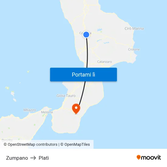 Zumpano to Platì map