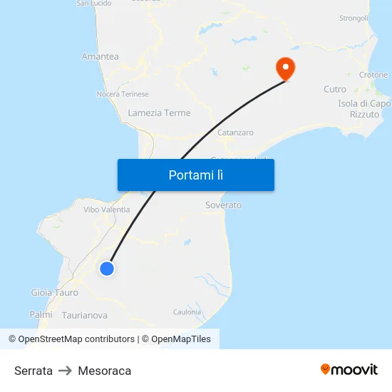 Serrata to Mesoraca map