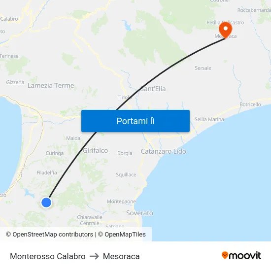 Monterosso Calabro to Mesoraca map