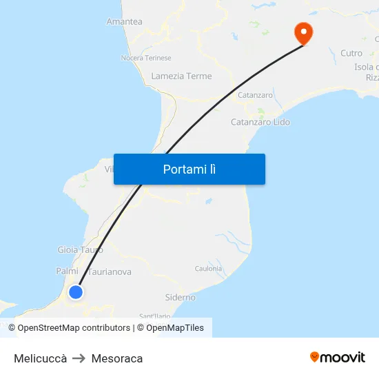 Melicuccà to Mesoraca map