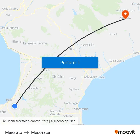 Maierato to Mesoraca map