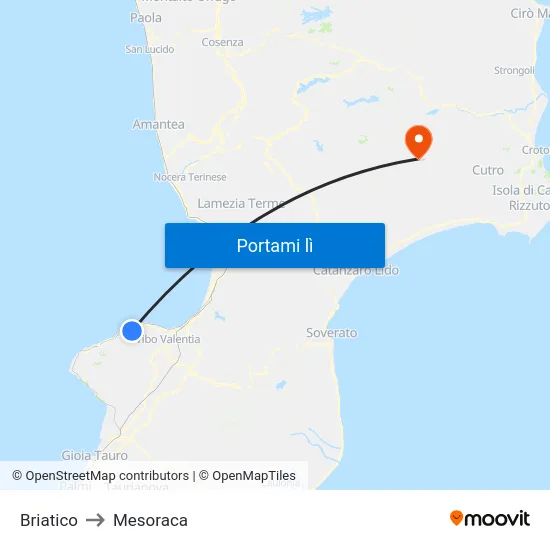 Briatico to Mesoraca map