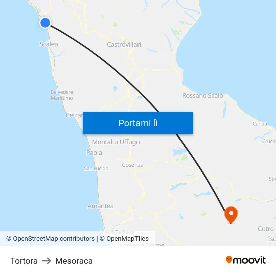 Tortora to Mesoraca map