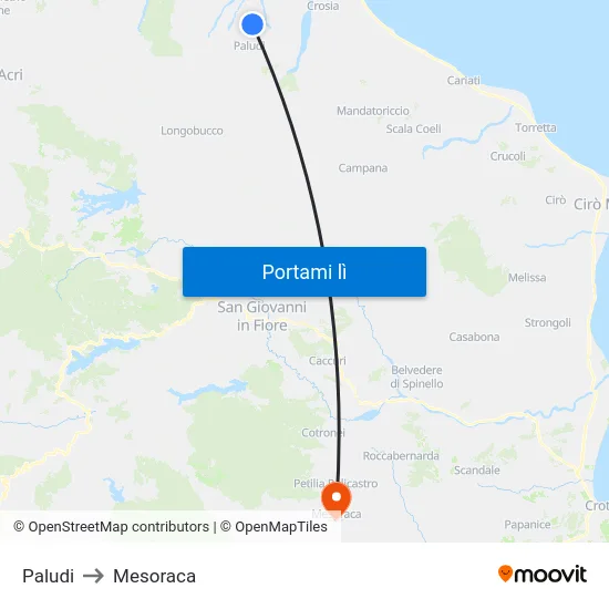 Paludi to Mesoraca map