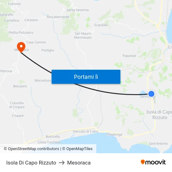 Isola Di Capo Rizzuto to Mesoraca map