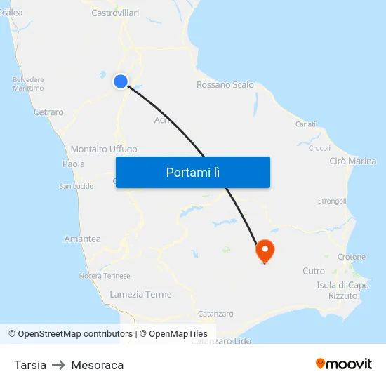 Tarsia to Mesoraca map