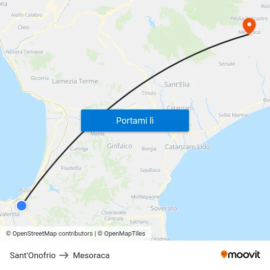Sant'Onofrio to Mesoraca map