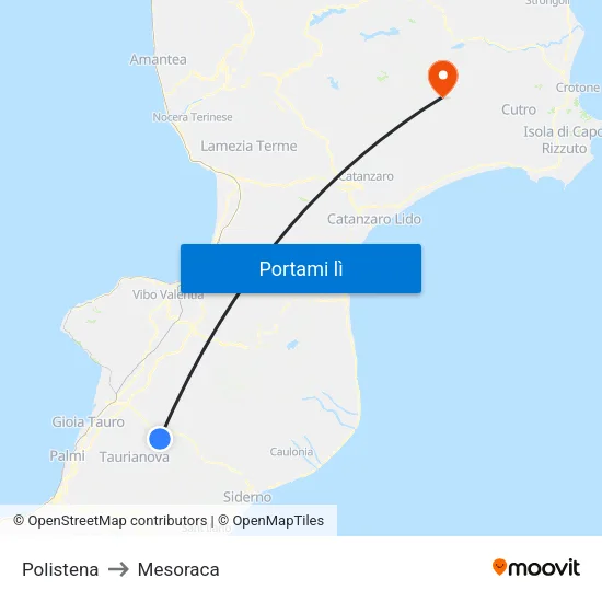 Polistena to Mesoraca map