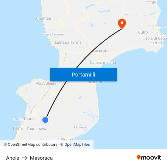 Anoia to Mesoraca map