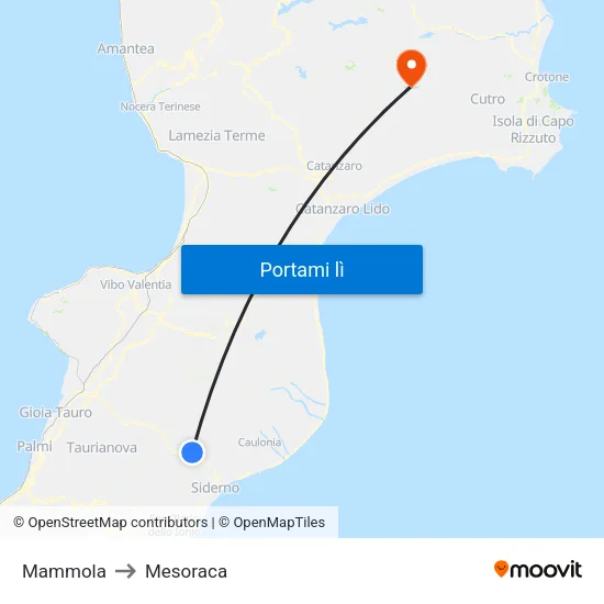 Mammola to Mesoraca map