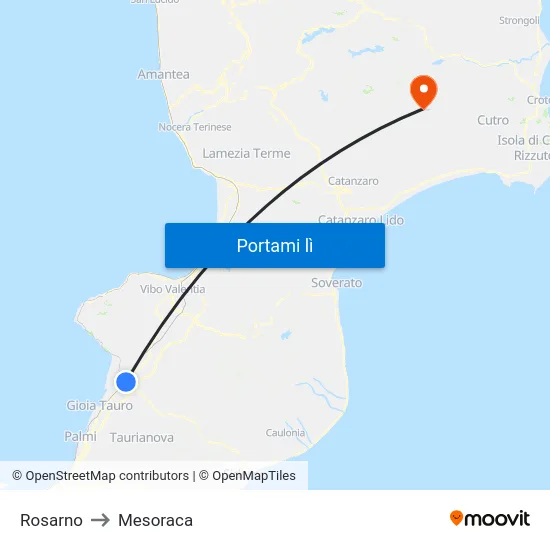 Rosarno to Mesoraca map