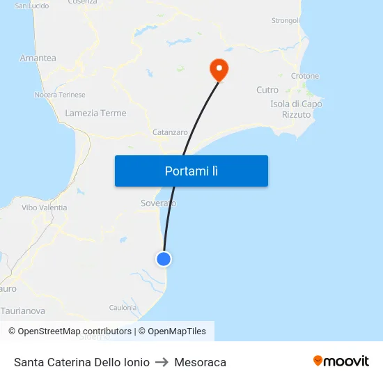 Santa Caterina Dello Ionio to Mesoraca map
