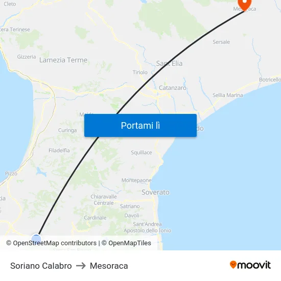 Soriano Calabro to Mesoraca map