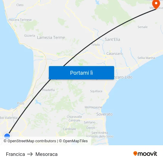 Francica to Mesoraca map