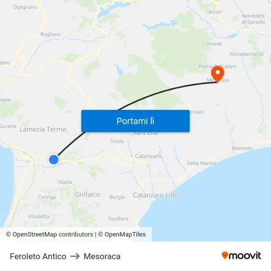 Feroleto Antico to Mesoraca map