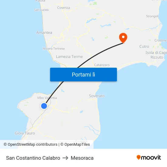 San Costantino Calabro to Mesoraca map