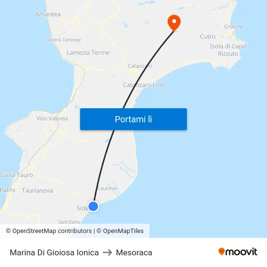 Marina Di Gioiosa Ionica to Mesoraca map