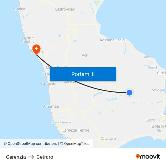 Cerenzia to Cetraro map