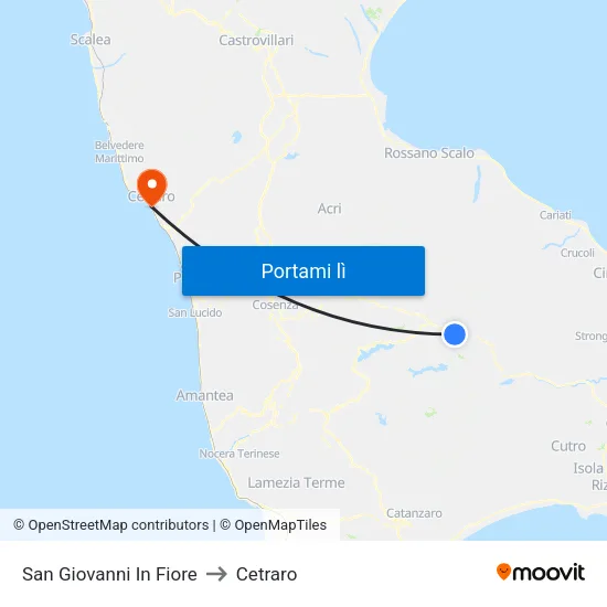 San Giovanni In Fiore to Cetraro map