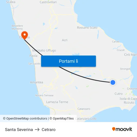 Santa Severina to Cetraro map