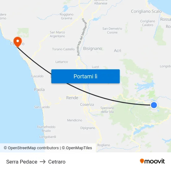 Serra Pedace to Cetraro map
